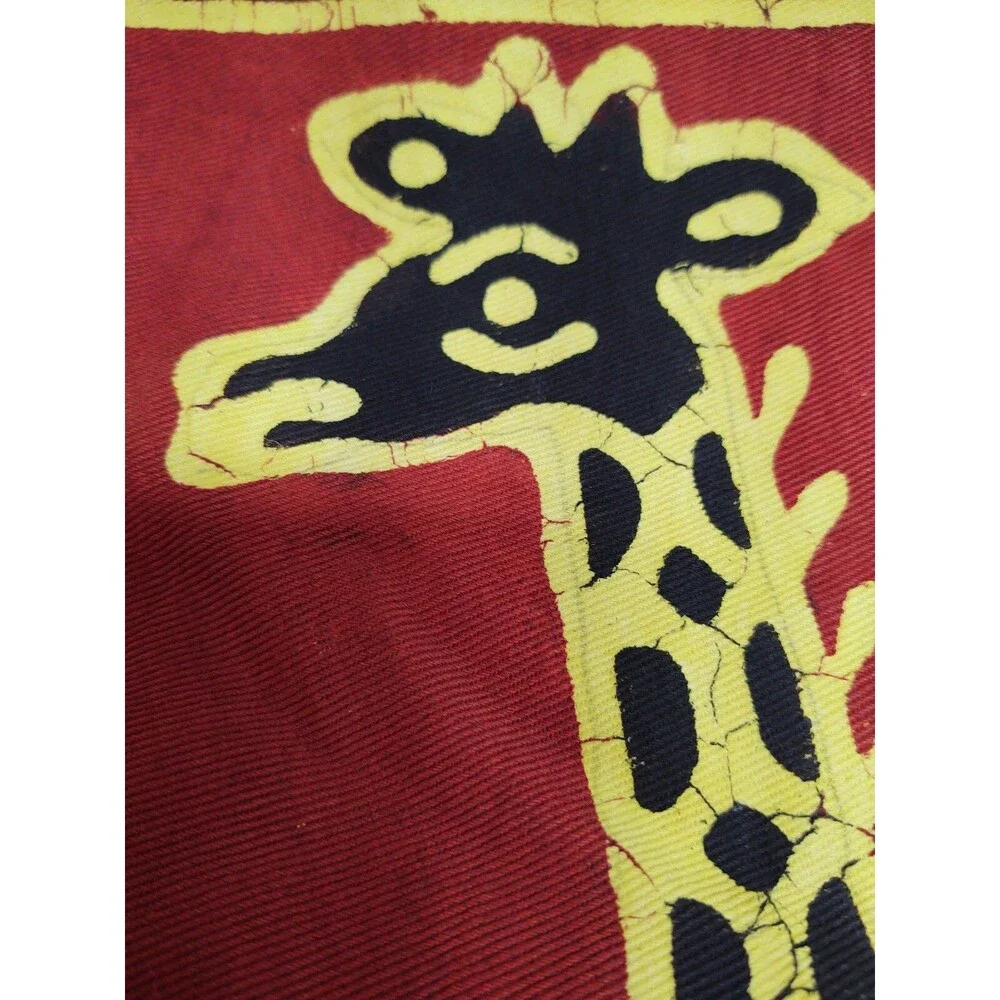 Hand Painted African Art Giraffe Batik Wall Hanging Runner Safari Souvenir